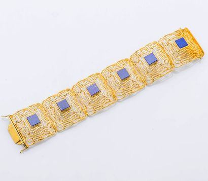 null Bracelet ruban articulé en or jaune 14 carats (585 millièmes) formant des maillons...