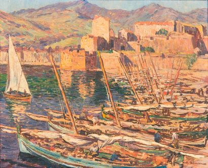 Adrien HAMON (1875-1963) Barque à Collioure

Huile sur toile signée en bas à droite

33...