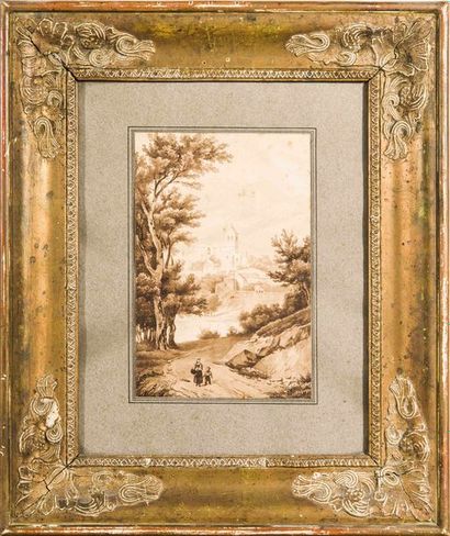 ECOLE FRANCAISE DU XIXème siècle Paysage

Lavis brun

18,5 x 12 cm