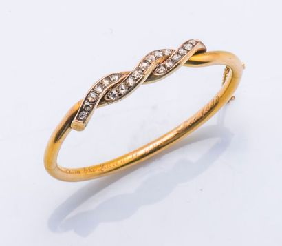 null Bracelet jonc ouvrant en or jaune 18 carats (750 millièmes) et argent (925 millièmes)...