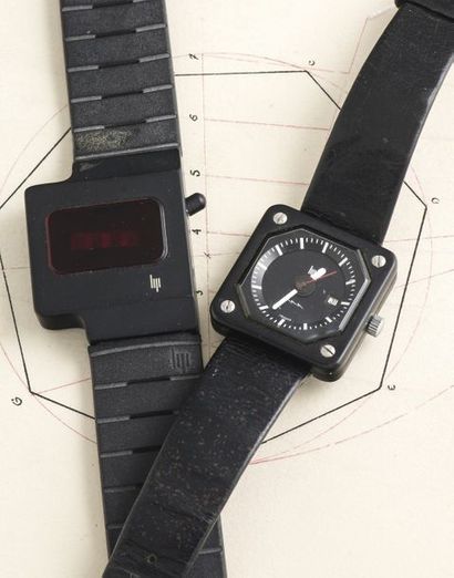 LIP LOT DE 2 MONTRES

LIP (Design by Rudy Meyer - Carrée noir réf. 43841), vers 1976

Montre...