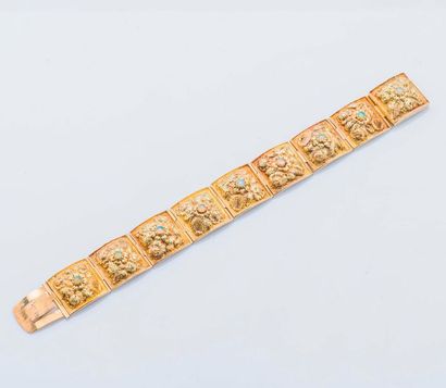 Bracelet articulé en or jaune 14 carats (585...
