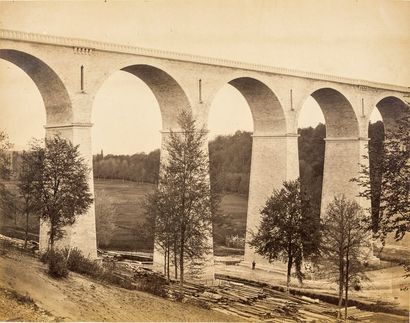 Auguste Hippolyte Collard (1812-1895) 
 Chemins de fer du Nord, c. 1860. 
Viaduc...