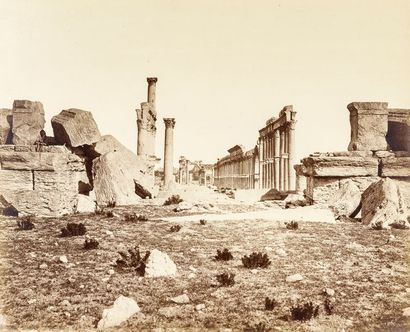 Félix Bonfils (1831-1885) Palmyre, c. 1870.

Vue générale. Grande colonnade. Temple...