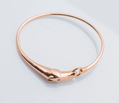 HERMÈS Bracelet jonc ouvrant modèle «Galop» en or rose 18 carats (750 millièmes),...