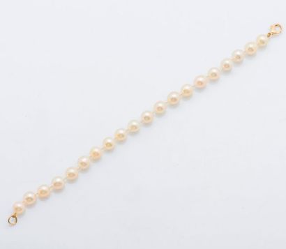 null Bracelet de perles de culture irrégulières, fermoir en or jaune 18 carats (750...