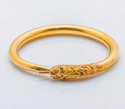null Bracelet jonc ouvrant à maille serpent souple en or jaune 18 carats (750 millièmes)...