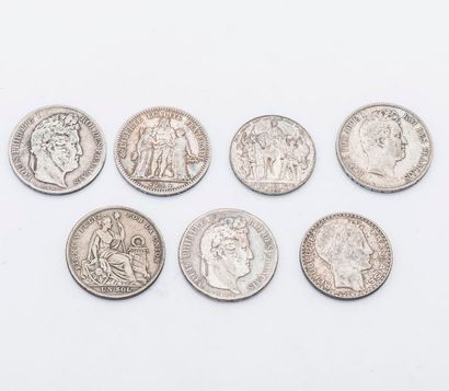null Lot de pièces en argent comprenant une pièce de 100 Francs, deux pièces de 50...
