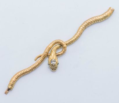 null Bracelet souple ouvrant dessinant un serpent au naturel or jaune 18 carats (750...