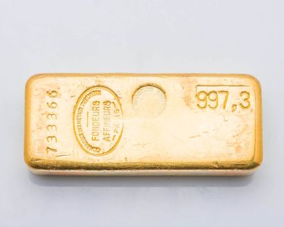 null Lingot d’or jaune Numérotée 733366. Estampé du fondeur Compagnies des métaux...