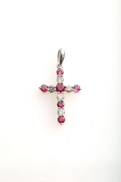 Croix en or rubis et diamants / Cross in ruby gold and diamonds White gold cross...
