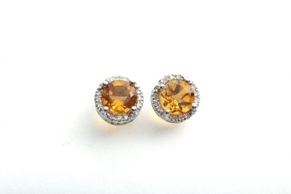 Boucles d'oreilles en or citrines et diamants / Gold earrings with citrines and diamonds...