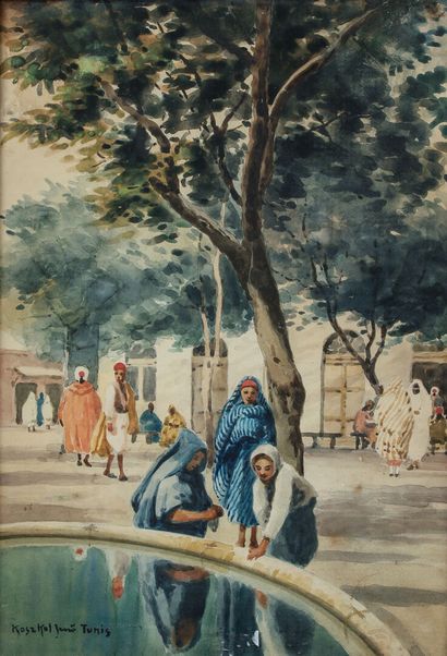 null KOSZKOL Genö (1868-1935)
Jeunes femmes au bord de la Fontaine à Tunis
Aquarelle...