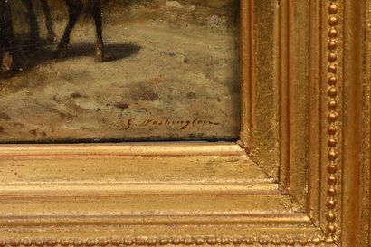 null WASHINGTON Georges (1827-1910)
Cavaliers à la Fontaine
Huile sur toile signée...
