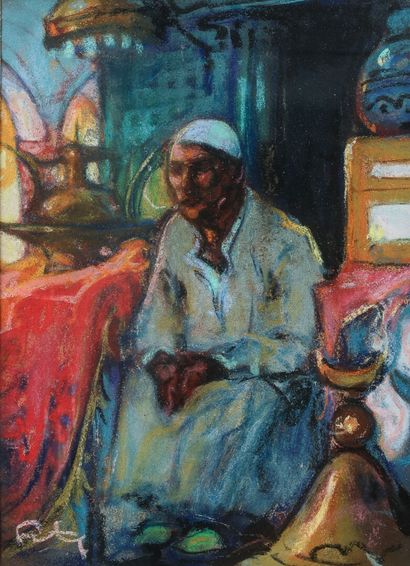 null FORTUNEY (1878-1950)
Le Dinandier dans les souks
Pastel signé en bas à Gauche
31...