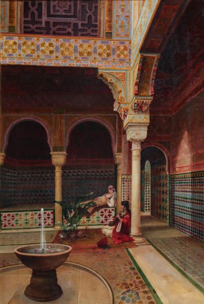 null VICO Miguel y Hernandez (1850-1933)
Two Women in the Harem
Oil on canvas signed,...