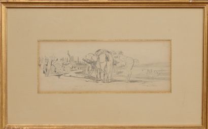 null ECOLE end XIXth beginning XXth
Horses on the Shore
Black pencil drawing, bears...