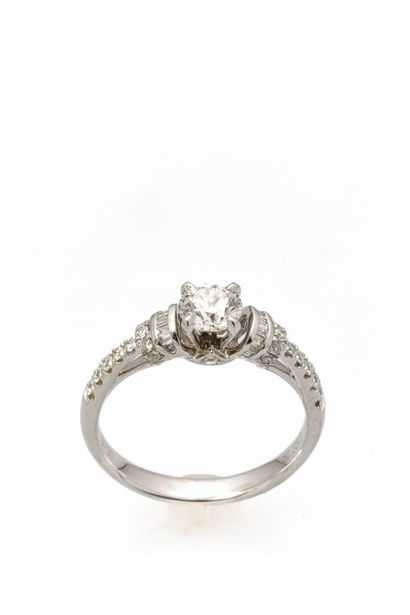 White gold ring set with a 0.51-carat D (exceptional...