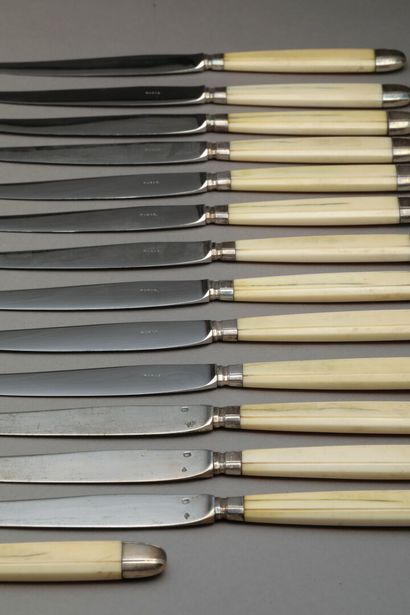 null Henri LAPPARA
Set of 34 knives: 12 table knives with stainless steel blades,...