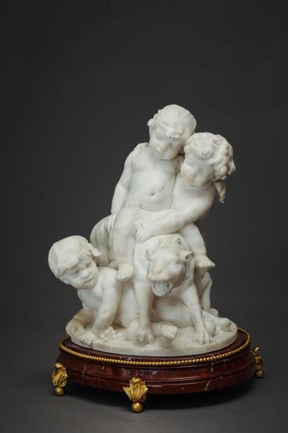 null Bacchus and two Fauns
A white marble group depicting drunken Bacchus riding...