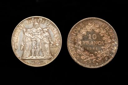 Deux pièces 10 francs argent 1965
Poids:...