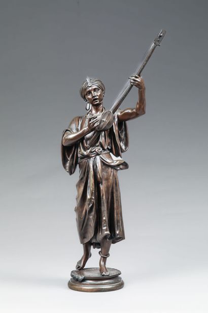 null Vincent Désiré FAURE DE BROUSSE (1876-1908)
"Joueur de cithare", bronze à patine...