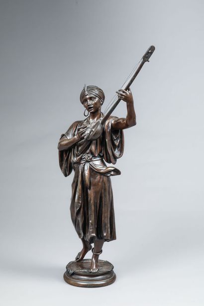 null Vincent Désiré FAURE DE BROUSSE (1876-1908)
"Joueur de cithare", bronze à patine...