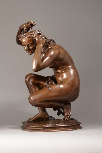 null Jean-Baptiste CARPEAUX ( 1827-1875)
Crouching Flora n°1 or Spring (1869-1870)
Bronze...