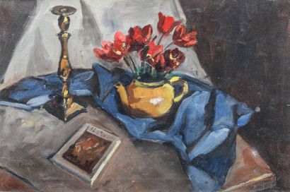 null Pierre CORNU (1895-1996)
Still Life with Candlestick and Flowers
Oil on canvas,...