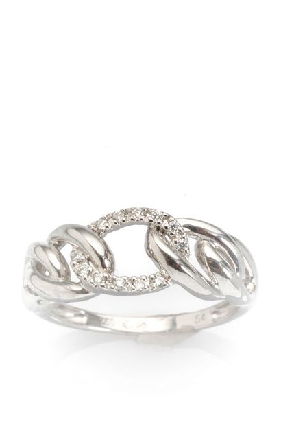 null 18K white gold link ring set with small diamonds.
Weight: 3.4g
TDD: 54 - Mint...