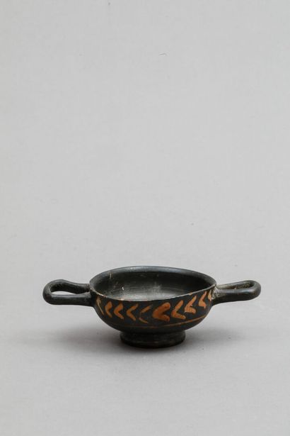 null Great Greece 4th c. B.C.
Miniature kylix decorated with chevrons and a concentric...