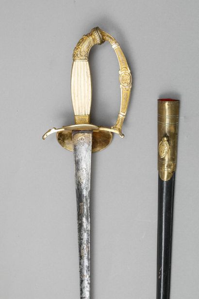 null General officer's sword, brass guard, chased and gilded, general model keyboard,...