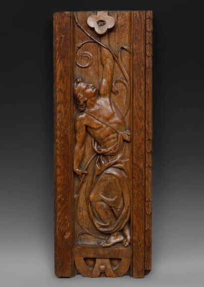 null Wall paneling, walnut panel featuring a figure in a floral scroll.
French Renaissance...