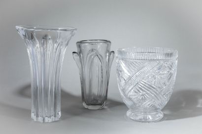 null Set of vases including a crystal vase, a glass vase, a Bohemian crystal vase,...