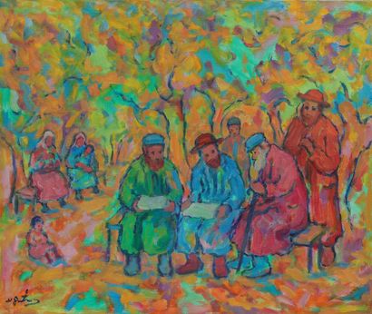 null Nathan GUTMAN (1914-1990)
Families of Rabbis in the Park
Oil on canvas signed...