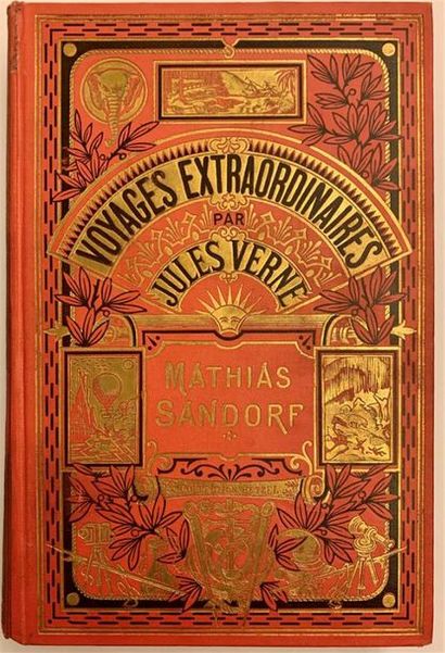 null JULES VERNE Mathias Sandorf. Paris, Librairie Hachette, 1922. Cartonnage rouge,...