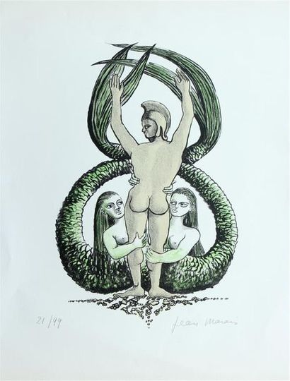 null JEAN MARAIS (1913-1998)
Tritons et sirènes
Suite de six lithographies en couleurs,...