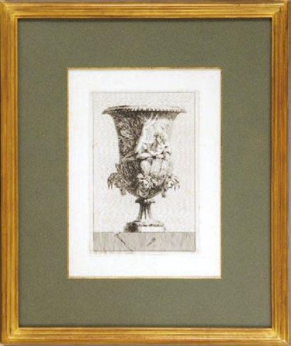 J acques SALY, XVIIIe siècle Étude pour un vase de jardin Gravure en noir. Haut.:...