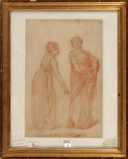 null ** GUSTAVE BOULANGER (1824-1888)
Deux femmes
Sanguine, signée et dédicacée en...