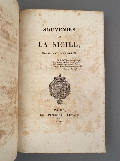 null [ITALIE]. FORBIN (Auguste de). Souvenirs de la Sicile. Paris, Imprimerie Royale,...