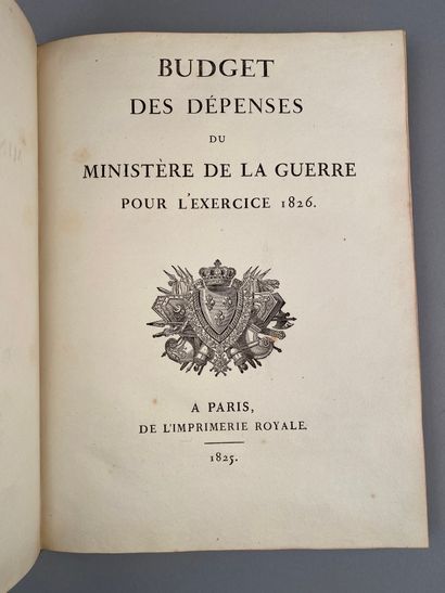 null [MILITARIA]. Budget des dépenses du Ministère de la Guerre pour l'exercice 1826....