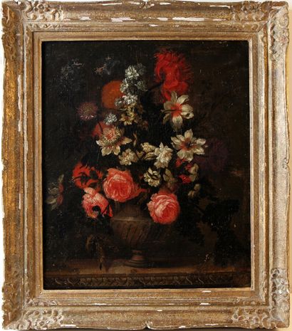 null ATTRIBUÉ À ANTOINE MONNOYER (1670-1747)

Fleurs coupées dans un vase de bronze

Toile

Accidents,...
