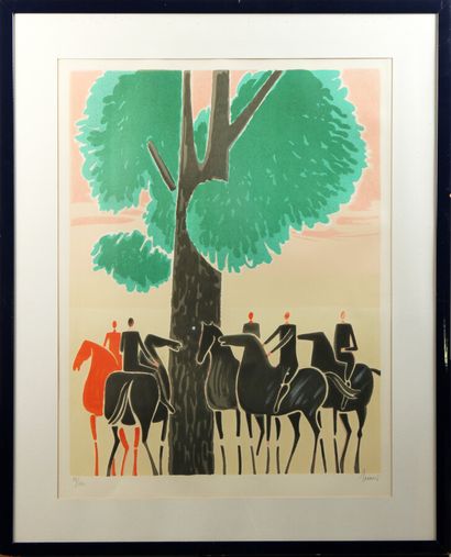 null ECOLE MODERNE 

Cavaliers sous un arbre

Lithographie en couleur, signée et...
