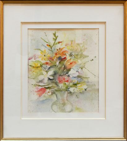 null MODERN SCHOOL 

Flowering Vase

Watercolour on paper

Height 33 cm - Width 29...