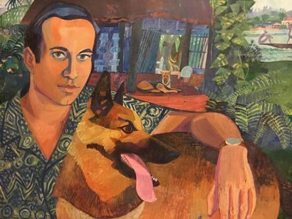 null CHRISTIANE ACHALME (XXE SIECLE)

Portrait de Roger d'Amécourt avec un chien

Huile...