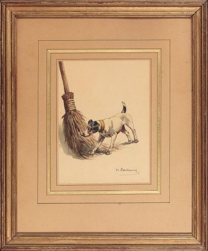 Charles Fernand de CONDAMY (né à Paris en 1855) LE BALAI Aquarelle, signée en bas...