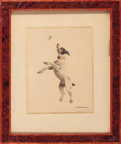 Charles Fernand de CONDAMY (né à Paris en 1855) LA LIBELLULE Aquarelle, signée en...