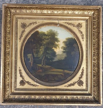 null 19TH CENTURY FLEMISH SCHOOL

Landscapes with trees and cowherds

Pair of oil...