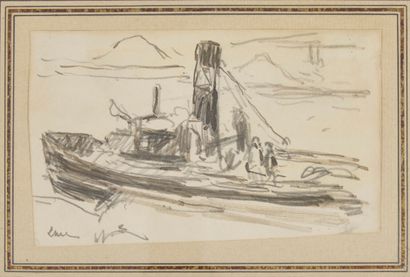 null MAXIMILIEN LUCE (1858-1941)

Steamboat

Charcoal and ink wash, signed lower...