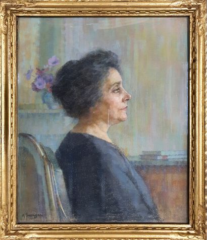 AMÉLIE SAUGER (? -1951) 
Portrait de femme...